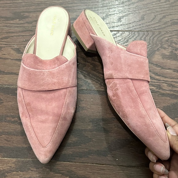 Cole Haan Women suede slip on pointy Mules - Picture 2 of 8